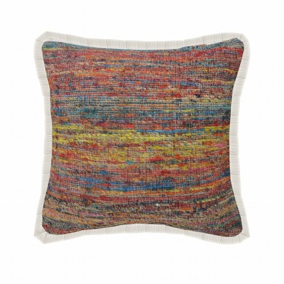 HomeRoots 20" Blue and Red Throw Pillow