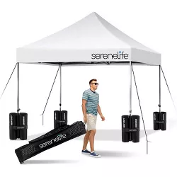 SereneLife Pop Up Canopy Tent 10x10 - Commercial Instant Shelter Foldable/Collapsible Sun Shade Canopy Pop Up Tent w/Waterproof Tent Top SLGZ10W
