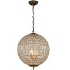 ALOADECOR 3-Light 18'' Handcrafted Antique Gold Crystal Globe Chandelier Vintage French Pendant Lighting with K9 Crystal Beads - 3 of 4