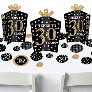 Big Dot of Happiness Adult 30th Birthday - Gold - Birthday Party Decor and Confetti - Terrific Table Centerpiece Kit - Set of 30 - 1 of 4