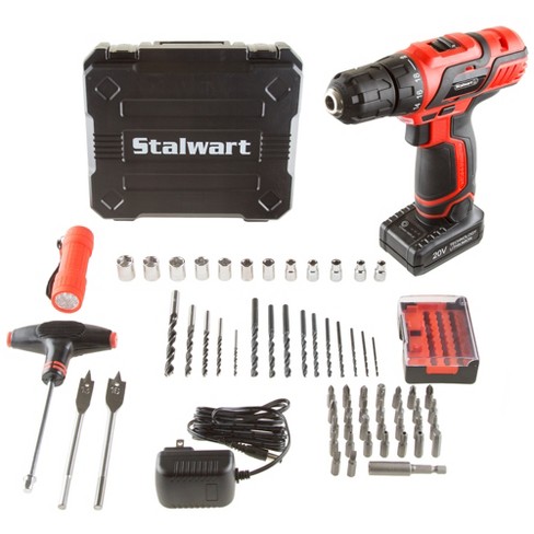 Stalwart 65pc Cordless Drill Set With Bits, Red : Target