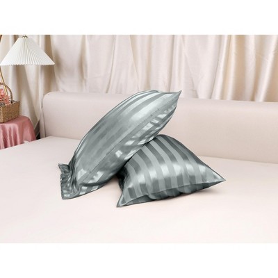 Dark Gray Satin Polyester Queen Pillowcases with Envelope Closure
