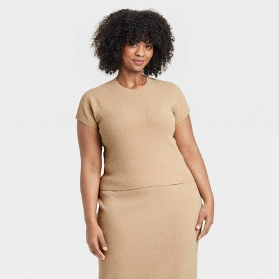 Women's Boucle Short Sleeve Crewneck Pullover Sweater - A New Day™