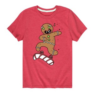 Boys' - Instant Message - Gingerbread Skater Christmas Short Sleeve Graphic T-Shirt - 1 of 4