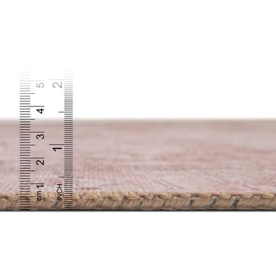 Beige and Light Brown Square Chenille Flat Woven Rug