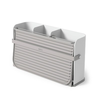 Gray Foldable Metal and Recycled Plastic Dishrack with Caddy Base