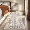 Machine Washable Area Rug Non Slip Backing Rug Vintage Oriental Low Pile Rugs Foldable Floral Print ed Accent Carpet for Bedroom Living Room - 4 of 4