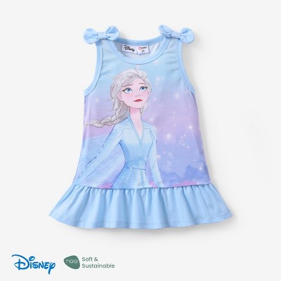 Disney Frozen Toddler Girls Elsa 1pc Toddler Girl Gradient Character Print Bowknot Tank Top