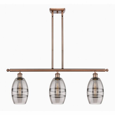Vaz - 3 Light Stem Hung Island In Industrial Style-8.63 Inches Tall and 36 Inches Wide