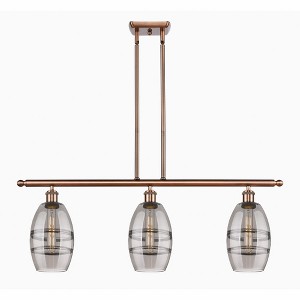 Vaz - 3 Light Stem Hung Island In Industrial Style-8.63 Inches Tall and 36 Inches Wide - 1 of 1