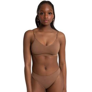 Motionwear Underwear Convertible Clear Strap Bra, Nude, Large Child