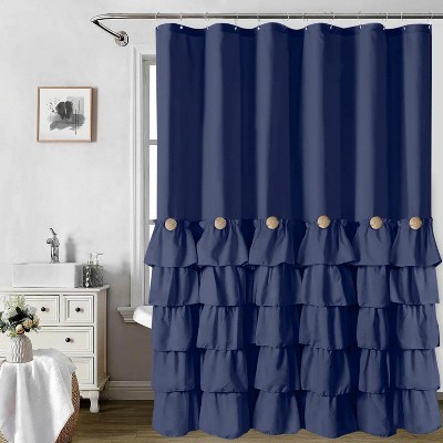 LunaLulinlk Blue Farmhouse Shower Curtains,Fabric Cute Ruffle Shower Curtain