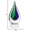 HomeRoots 9" Clear Blue and Green Murano Glass Modern Abstract Tabletop Sculpture - 3 of 4