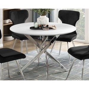 Sapphtopaz Round Dining Table Kitchen Table 31.5" Modern Small Circle Kitchen Table with Metal Black Legs for Kitchen, Small Spaces - 1 of 4