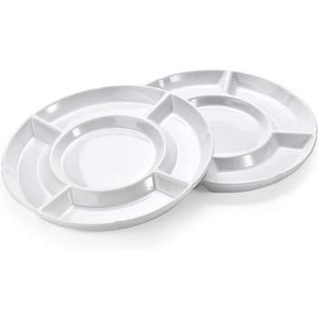 Bruntmor 12'' 5 Sectional Porcelain Divided Serving Platter - White - Set of 2