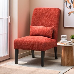 Chenille Armless Contemporary Accent Chair with Matching Pillow - 1 of 4