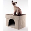 Precious Tails Home Base 2-Tier Collapsible Cat Cave - Natural - 2 of 4