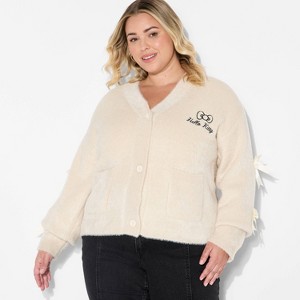 Women's Hello Kitty Graphic Cardigan - Cream - 1 of 3