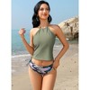 Womens 2 Piece Swimsuits Halter Tankini Sets Summer Beach Wear Tank Swimsuit with Brief - 3 of 4