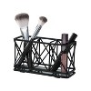 Three Compartment Cosmetic Brush and Pencil Organizer Matte Black - Home Details: Steel Vanity Storage, Spot Clean - image 2 of 4