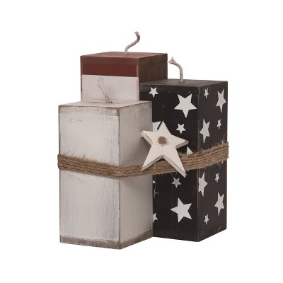 Transpac Wood 7.8" Red White and Blue 4th of July Patriotic Firecracker Block Decor