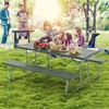 Tangkula Folding Picnic Table w/ 2 Benches 6 FT Camping Table Set w/ All-Weather HDPE Tabletop Green - 3 of 4