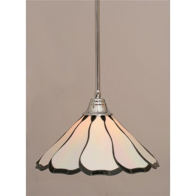 Toltec Lighting Any 1 - Light Pendant in  Chrome with 16" Pearl & Black Flair Art Glass Shade