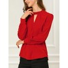 INSPIRE CHIC Women's Office Keyhole Elegant Stand Collar Long Sleeve Back Neck Button Blouse - 2 of 4