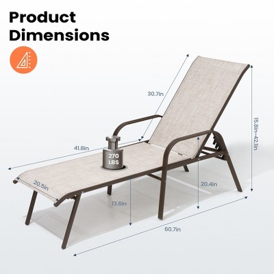 Pellebant Light Gray Adjustable Outdoor Steel Chaise Lounge Chairs (Set of 2)