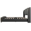 Sapphtopaz Leather Upholstered Platform Bed Frame with Wingback Headboard & Wavy Footboard, No Box Spring Needed for Luxury Master Bedrooms, Adults - 2 of 4