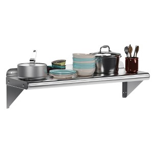 Whizmax Stainless Steel Shelf 12" x 72",260 lb [NSF Certified] Metal Wall Mount Shelf with Backplash for Restaurant, Laundry Room, Kitchen and Garage - 1 of 4