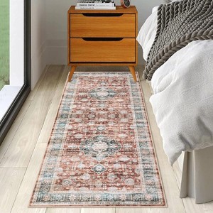 Acekool 9x12 Washable Boho Vintage Medallion Area Rug, Non-Slip, Stain Resistant, Non-Shedding Carpet for Living Room, Bedroom, Office - 1 of 4