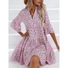 Womens Dress with Flutter Bell Sleeves V Neck Flowy Sundress Flounce Midi Tiered Dress Floral Summer Sundress - 4 of 4