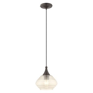 Livex Lighting Art Glass 1 - Light Pendant in  English Bronze - 1 of 2