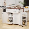 LOVSON 47.2''kitchen island with foldable side panels, removable side shelves, two drawers, suitable for kitchens and dining rooms, white - 2 of 4