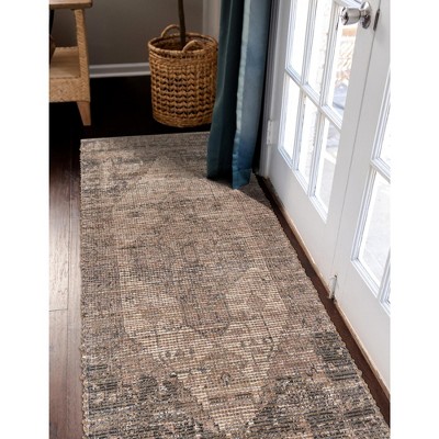 Elegant Natural Chenille Jute 2' 2" x 6' 1" Runner Rug - Handwoven & Reversible