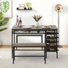 COZONY Dining Table Set for 4, Kitchen Table with 2 Benches, Wine Rack & Storage Shelf, Space-Saving Dining Room Set - 2 of 4