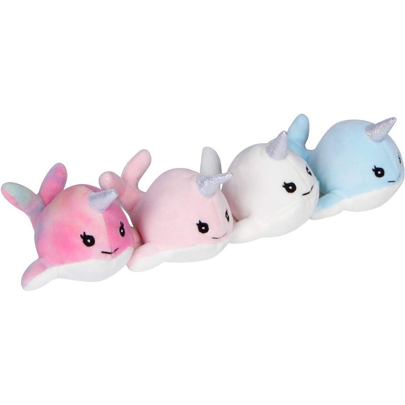 PixieCrush Plush Stuffed Narwhal Mommy Toy with 4 Babies, 3 of 6