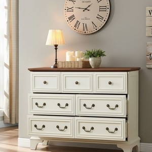 KTMBDW Farmhouse 7 Drawers Dresser for Bedroom, 47" Wide Wood Rustic Chest of Drawers, Wood Storage Dressers Organizer for Bedroom, Living Room - 1 of 4