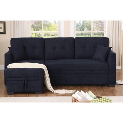 TiranisuBest Linen Fabric Reversible Sectional Sofa Bed with Storage Chaise–Pull-Out Sleeper and Removable Backrest for Modern Living Rooms