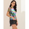 Allegra K Women's Party Metallic Short Sleeve Textured Shiny T-shirts - 4 of 4