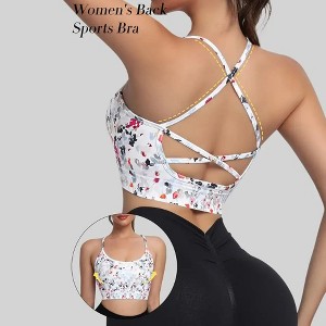 Women's Cross-Back Strap, Floral Print Sports Bra for Gym, Yoga, Running, Women's Yoga Tank Top - 1 of 4