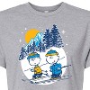 Women's - Peanuts - Charlie Brown And Linus Skiing Cropped Graphic T-Shirt - 2 of 4