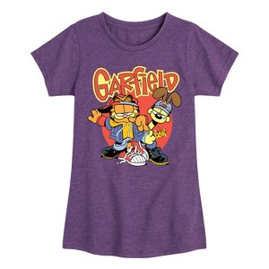 Girls' - Garfield - Garf And Odie Logo Fitted Short Sleeve Graphic T-Shirt - 1 of 4