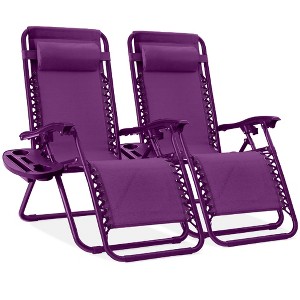 Best Choice Products Set of 2 Zero Gravity Lounge Chair Recliners for Patio, Pool w/ Cup Holder Tray - 1 of 4