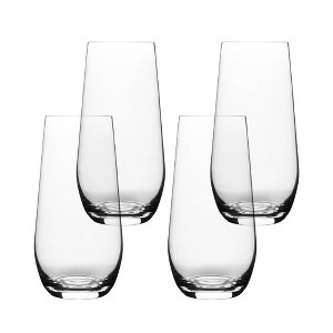 over&back Set of 4 19oz Traditional Classic Stemless Mouth-Blown Glasses Clear: Dishwasher-Safe, Lead-Free - 1 of 4