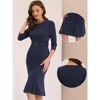 INSPIRE CHIC Women's Elegant Office 3/4 Sleeve Belted Slit Fishtail Sheath Dresses - 2 of 4