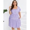 Plus Size Dress Plus Size Dress Ruffle Sleeve Flowy Dress with Pockets blue white flower 2XL - 3 of 4