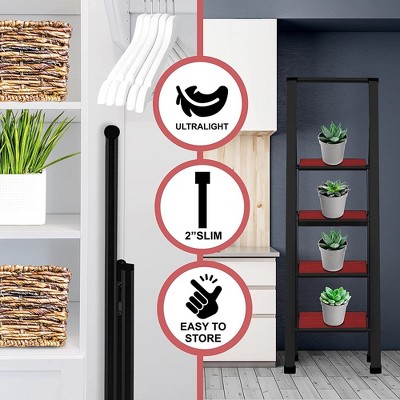 4-Step Black and Red Aluminum Folding Ladder
