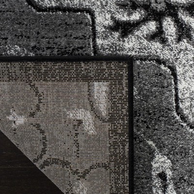 Light Grey and Grey High Pile Medallion Area Rug